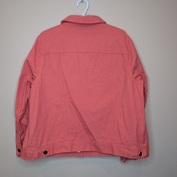 Jessica London 18W Plus Size Coral Button Cotton Denim Jacket Women - Picture 2 of 10